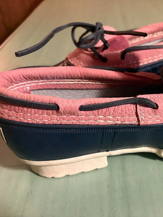 Womens L.L. Bean Pink Blue Low Waterproof Duck Boots Size 10 M - Picture 9 of 14